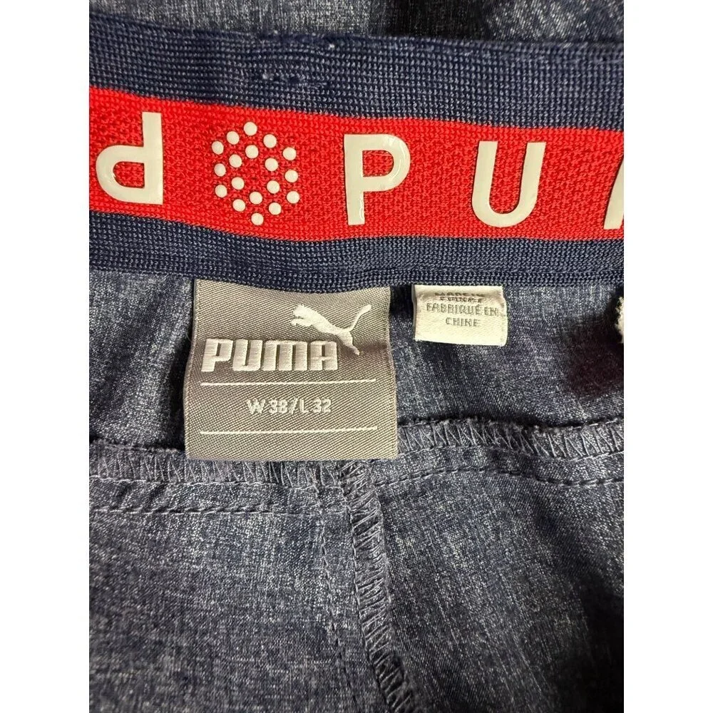 Puma Mens Heathered Navy Golf Pants W38/L32 Stretch Performance Athletic